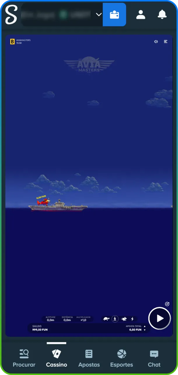 Defina sua estratégia ao selecionar a aposta e a velocidade no Aviamasters da Stake.