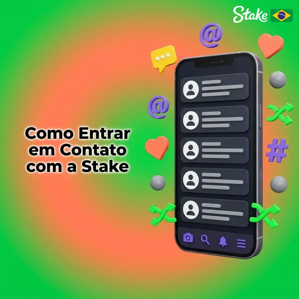Canais de contato da Stake: chat ao vivo, e-mail, central de ajuda e redes sociais para suporte 24/7