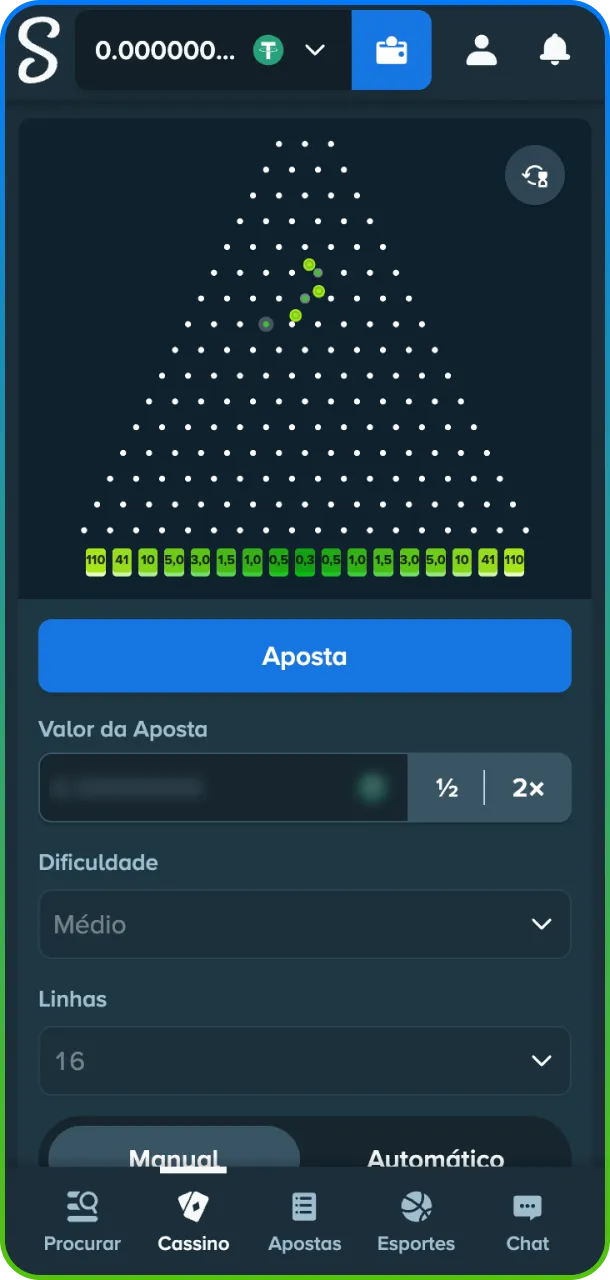 Sinta a adrenalina ao soltar a bola e acompanhar o movimento no Plinko da Stake.
