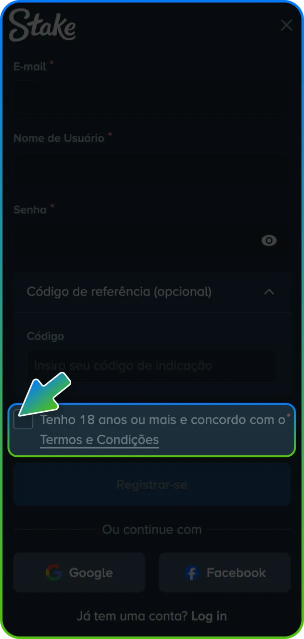 Leia atentamente e aceite os termos e condições para operar no Stake Poker.