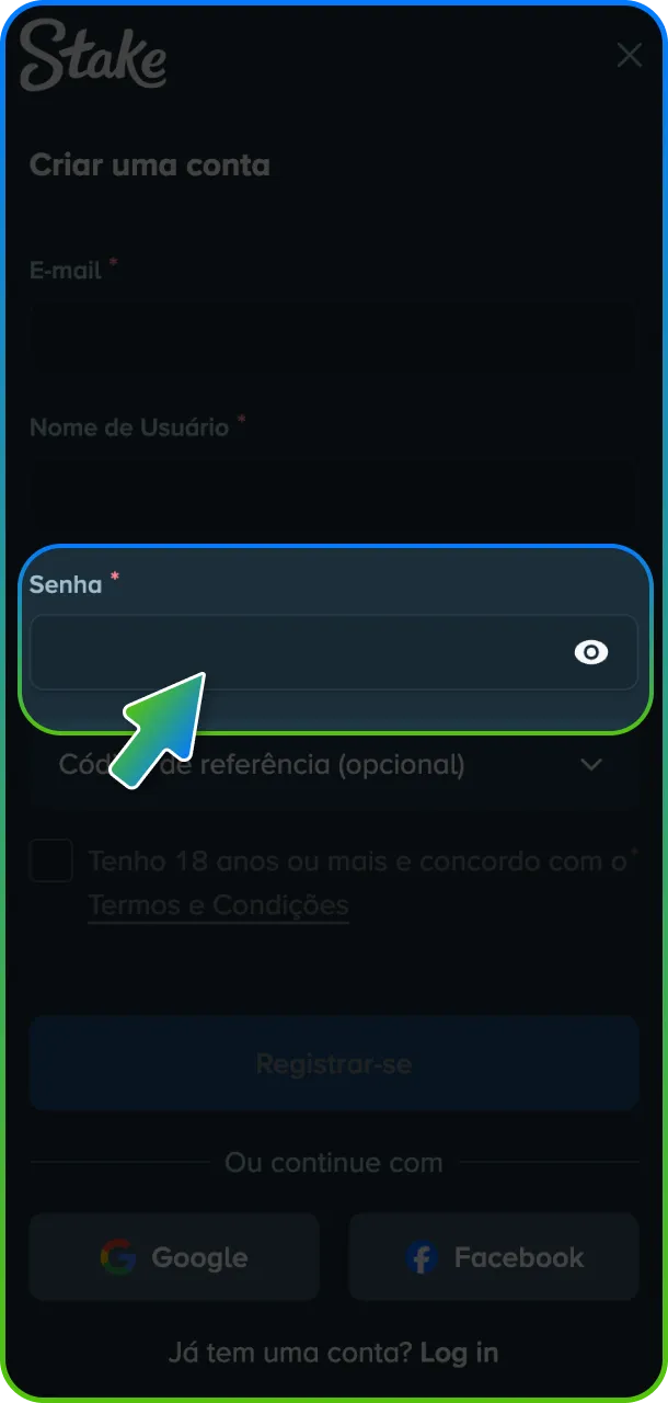 Proteja seu perfil ao crie uma senha forte para sua conta no Stake Poker.